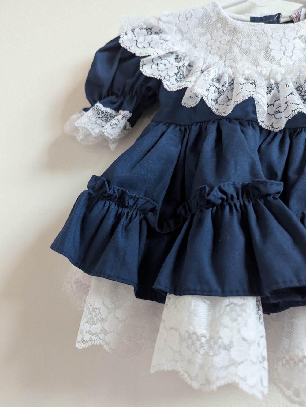 Vtg Dolls & Darlings Dress 6m Navy Frilly Lace Ruffle Pageant - Picture 3 of 6